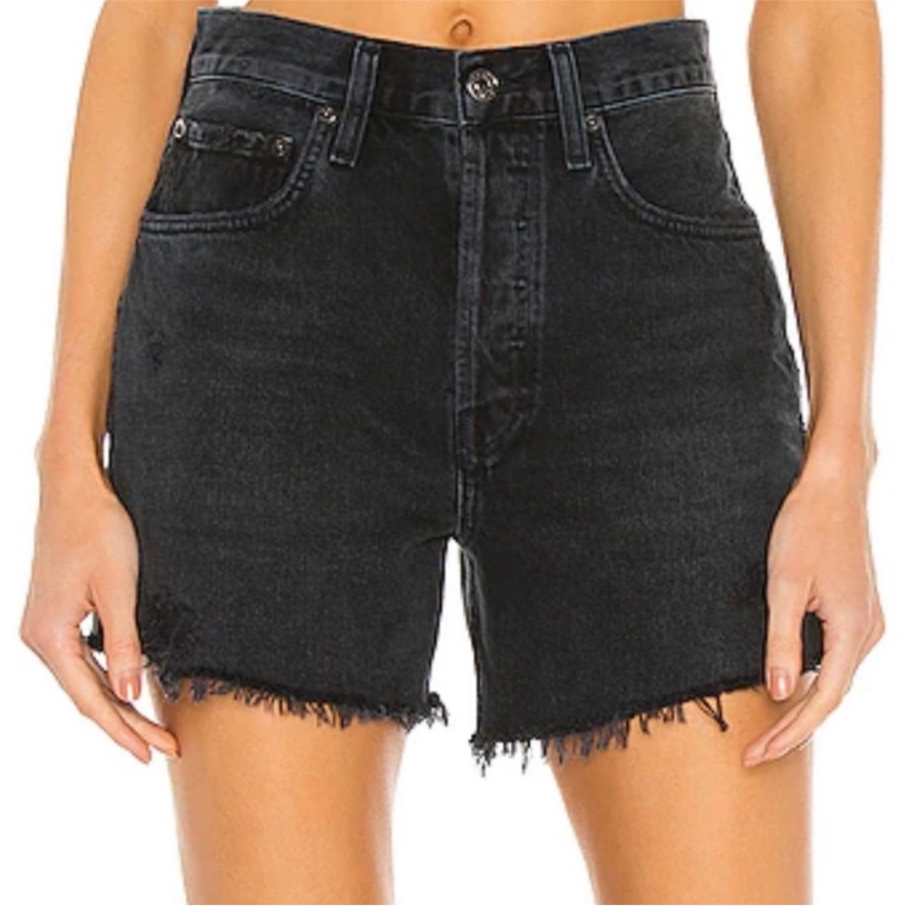 AGOLDE Riley Black Denim Shorts